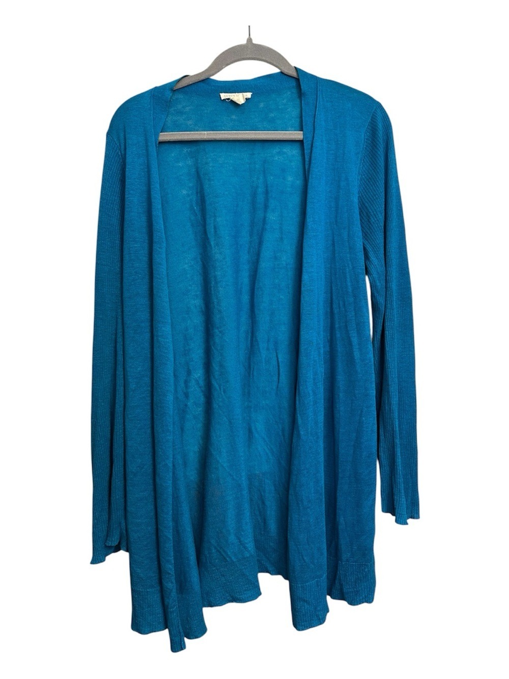 EILEEN FISHER Open Linen/Tencel Cardigan in beautiful teal/peacock - Size M - Picture 4 of 11